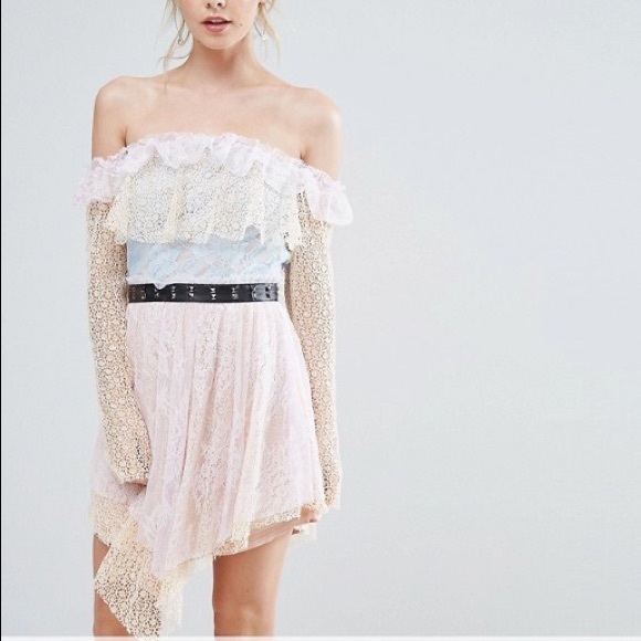 true decadence off shoulder embroidered dress